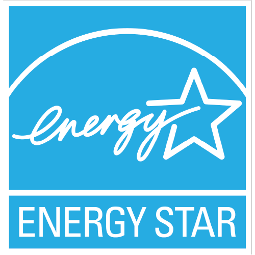 Energy Star logo with the word energy in script and a star outline above a blue rectangle that reads ENERGY STAR in white text.